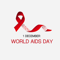 1 December World Aids Day, world background block design with ribbon and text