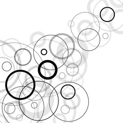 Black and grey transparent circles on a white background