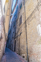 Fototapeta na wymiar Scenes around Historical city of Perugia, Umbria Italy during the Chocolate Festival,