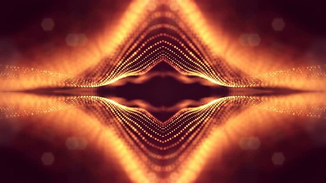 4k interesting abstract looped backgrounds with luminous particles with depth of field. suitable for holiday presentations, as a bright interesting background with light effects. Golden red lines 16