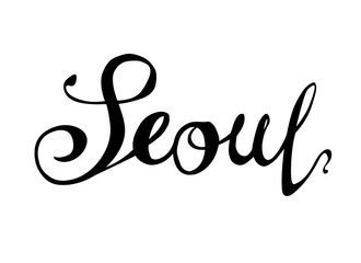 SEOUL city name. Doodle word