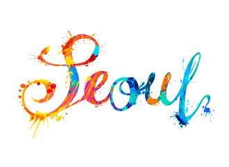 Obraz premium SEOUL city name. Splash paint word
