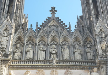 Fototapeta premium Reims,France-October 10,2018: Facade of Cathedral of Notre-Dame or Our Lady of Reims in Reims, France