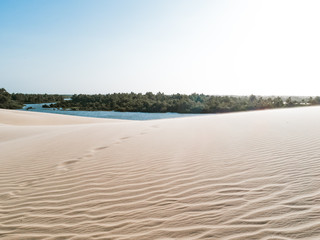Amazing white dune, sand texture , blue sky pastel color, Brazil, Parnaíba.	