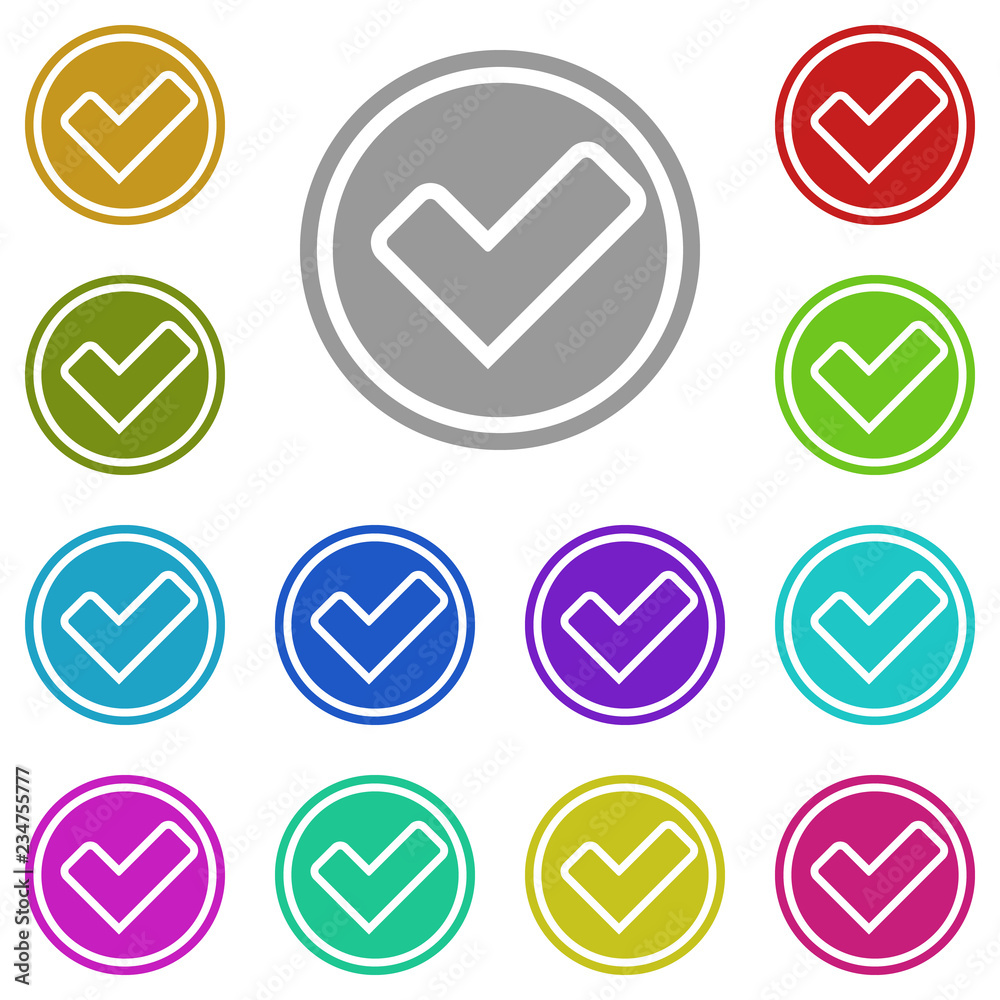 Poster checkmark icon in multi color. simple glyph vector of web set for ui and ux, website or mobile appli