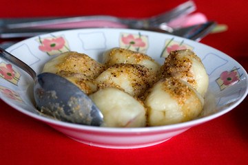 Polish fruit filled potato dumplings.