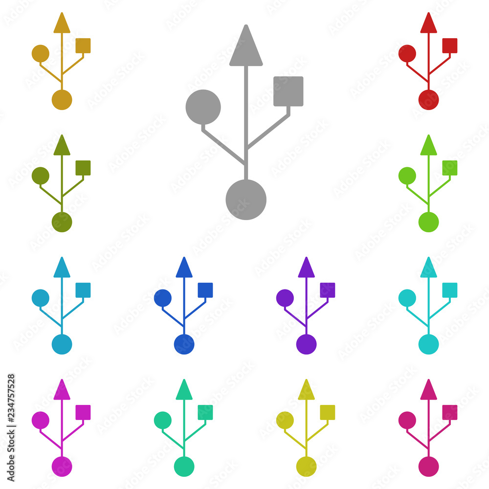 Fototapete usb sign icon in multi color. simple glyph vector of web set for ui and ux, website or mobile applic