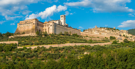 Panoramic view of Assisi, in the Province of Perugia, in the Umbria region of Italy.