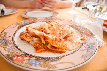 lasagna in a Roman restaurant
