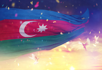 3d illustration of flag of Azerbaijan