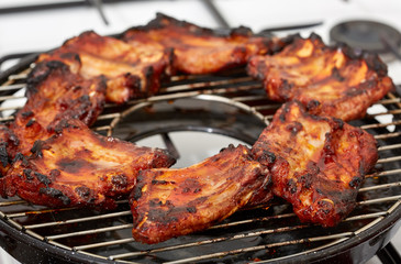 Pork spare ribs barbecued