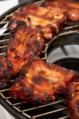 Pork spare ribs barbecued