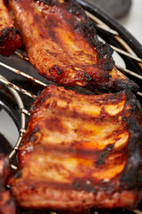 Pork spare ribs barbecued