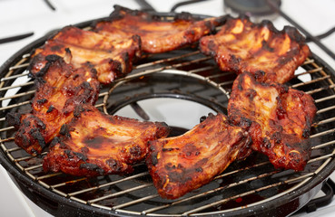 Pork spare ribs barbecued