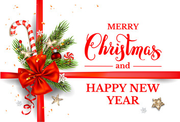 Branches and ribbon on white