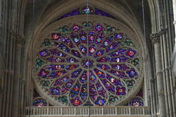 Reims,France-October 10,2018: Inside of Cathedral of Notre-Dame or Our Lady of Reims in Reims, France
