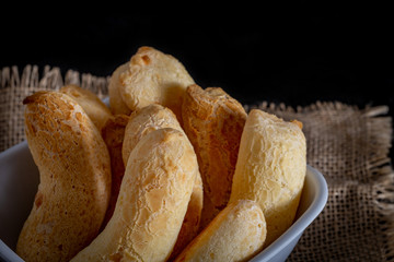 Brazilian homemade cheese bread, AKA 'chipa' in a bowl.