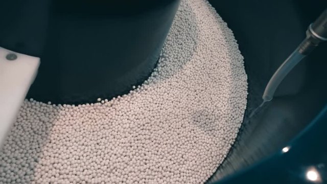 Equipment for high-quality wet grinding and polishing of products with the use of tumb filler. Shot in motion