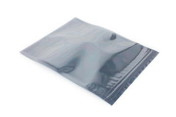 ESD bag on white, an antistatic plastic bag is used for electronic devices professional packing