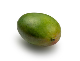 Whole green mango isolated on white background