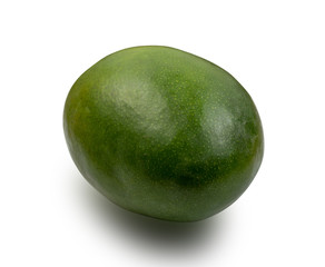 Whole green mango isolated on white background