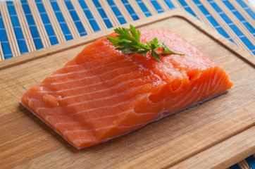 Raw salmon with herbs.