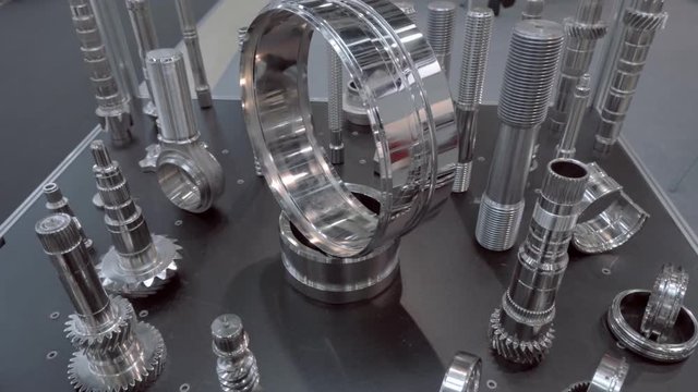 Samples of metallic details for assessing a quality and other characteristics. Shot in motion