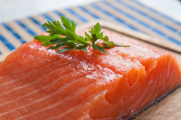 Raw salmon with herbs.