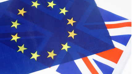 BREXIT. Flag of Great britain and European Union