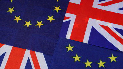 Brexit UK and European flag together