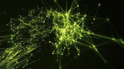 Modern dynamic neuron plasma energy laser. Futuristic virtual technology background,  digitally generated image.