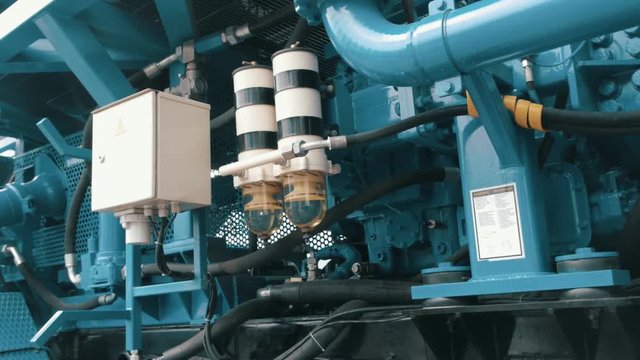 A car with complex equipment for the oil and gas industry. Shot in motion
