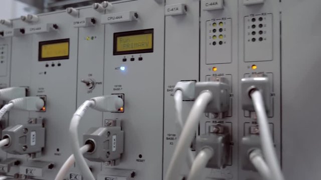 Control unit for the work of industrial, scientific, technical equipment. Shot in motion