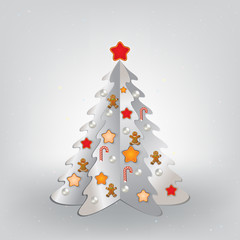 Christmas greeting with tree and decorations