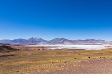 Fototapeta na wymiar Atacama Desert, Chile. Salar Aguas Calientes. Lake Tuyacto.