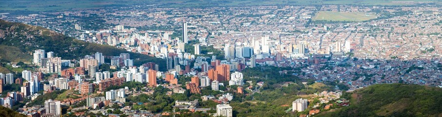 Fototapeta na wymiar Daylight panorama cityscape of Cali, Colombia
