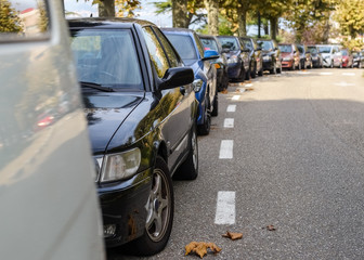 cars parked in a row