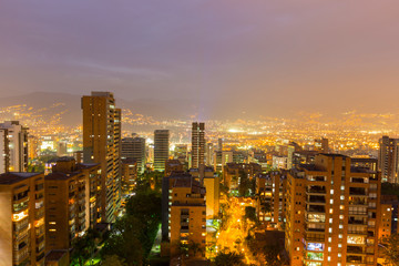 Fototapeta na wymiar Cityscape of Medellin at night, Colombia