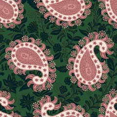 Badkamer foto achterwand Vector seamless oriental pattern. Paisley and flowers. Colorful design for textile, fabric, invitation, web, cover, wrapping paper © sunny_lion
