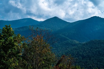 The beautiful Blue Ridge Parkway winding its way through North Carolina.