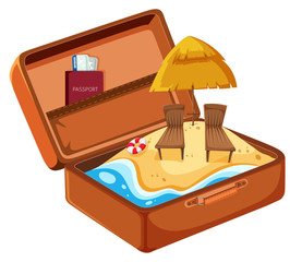 Summer beach vacation in suitcase