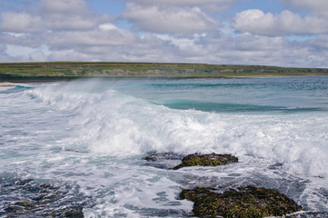 Ocean waves on a beautiful sunny day somewhere in Northern Norway