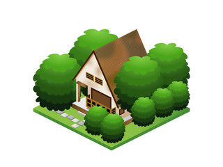 雑木林に囲まれた古い家