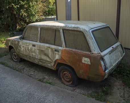 Old dirty rusty russian car