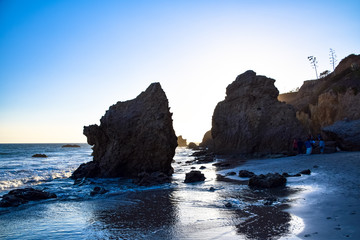 Fototapeta na wymiar Dusk on El Matador State Beach in Makibu, California