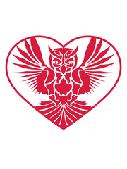 kontur form herz symbol muster liebe i love eule tattoo uhu fliegen vogel cool design federn raubvogel nacht schön clipart logo