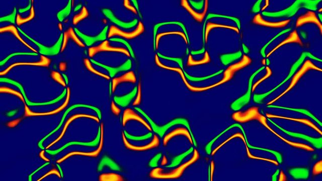 Abstract computer video composition in 4k resolution background with moving arbitrary shapes and curves in blue tones