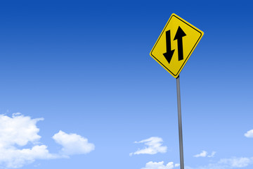 3D Illustration of a road sign _dual arrows_angle2