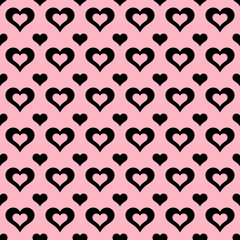 Seamless Pink & Black Hearts Pattern