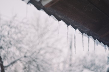 icicles on roof of house